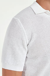 Ribbed Zipped Polo Made In Italy