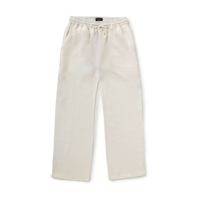 White Herringbone Linen Trousers - New