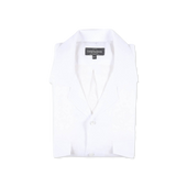 Riviera Collar Safari Shirt in White Linen