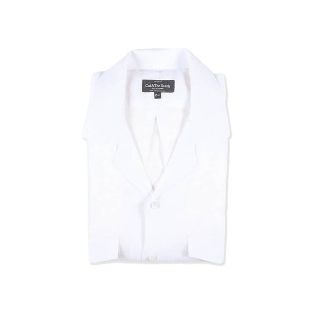 Riviera Collar Safari Shirt in White Linen