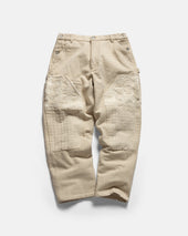 ELI HAND-EMBROIDERED DOUBLE KNEE WORK PANT - UNDYED ECRU HANDSPUN COTTON CANVAS