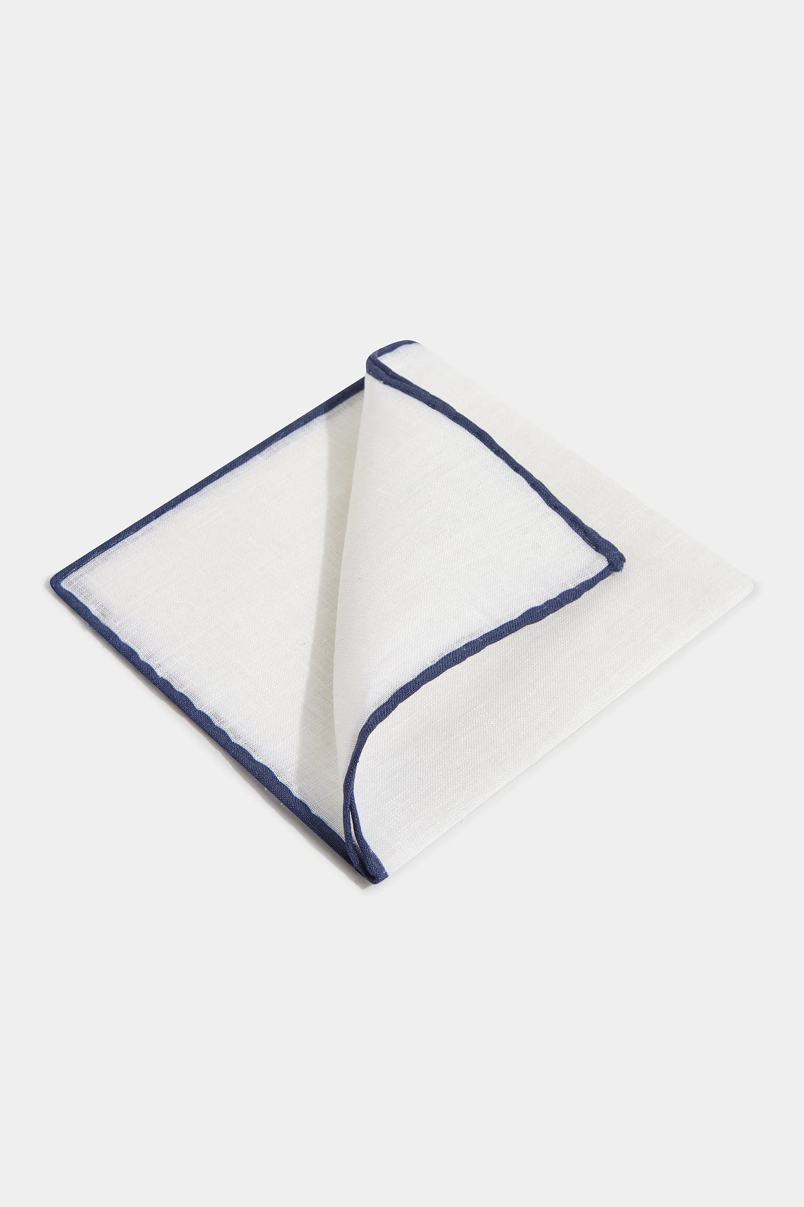 Blue Linen Pocket Square Made In Italy