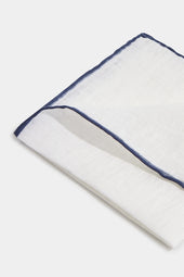 Blue Linen Pocket Square Made In Italy