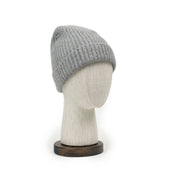 Ribbed hat in Flannel grey 4-ply Geelong wool