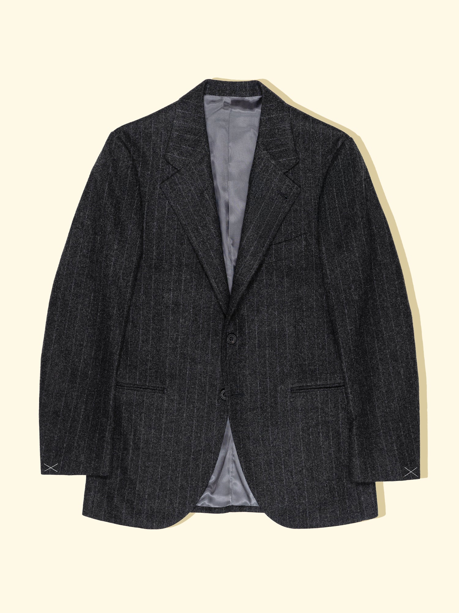 Flannel Suit Jacket Mid Grey Shadow Stripes The Anthology