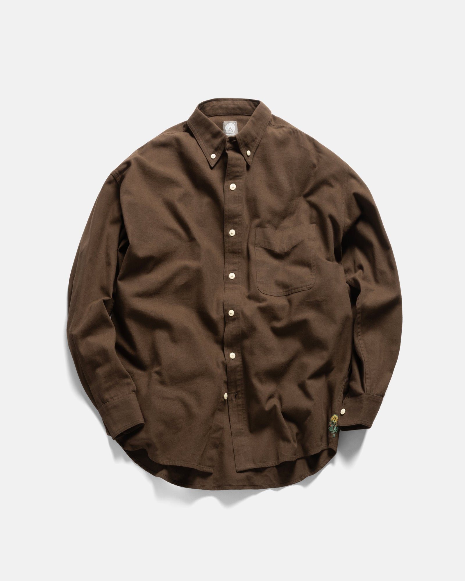 Wolf Button Down Shirt Black Cotton Oxford Cloth
