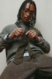 Men's Nima Open Knit Crew in Dark Slate