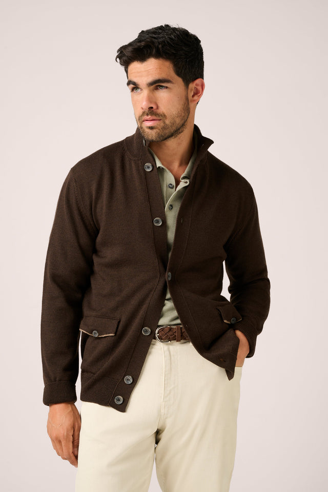 Woodend Cardigan - Wool - Chocolate Brown