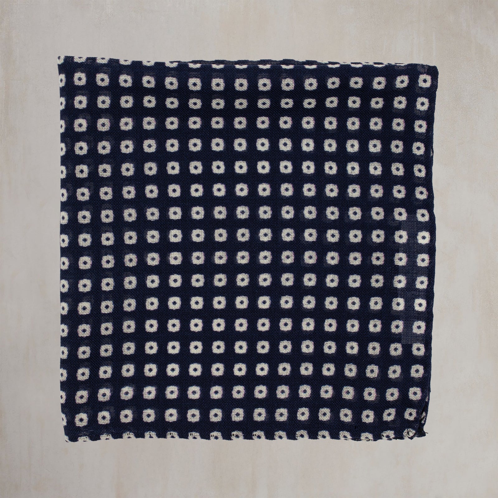 Wool And Silk Pocket Square With Mini Squares In