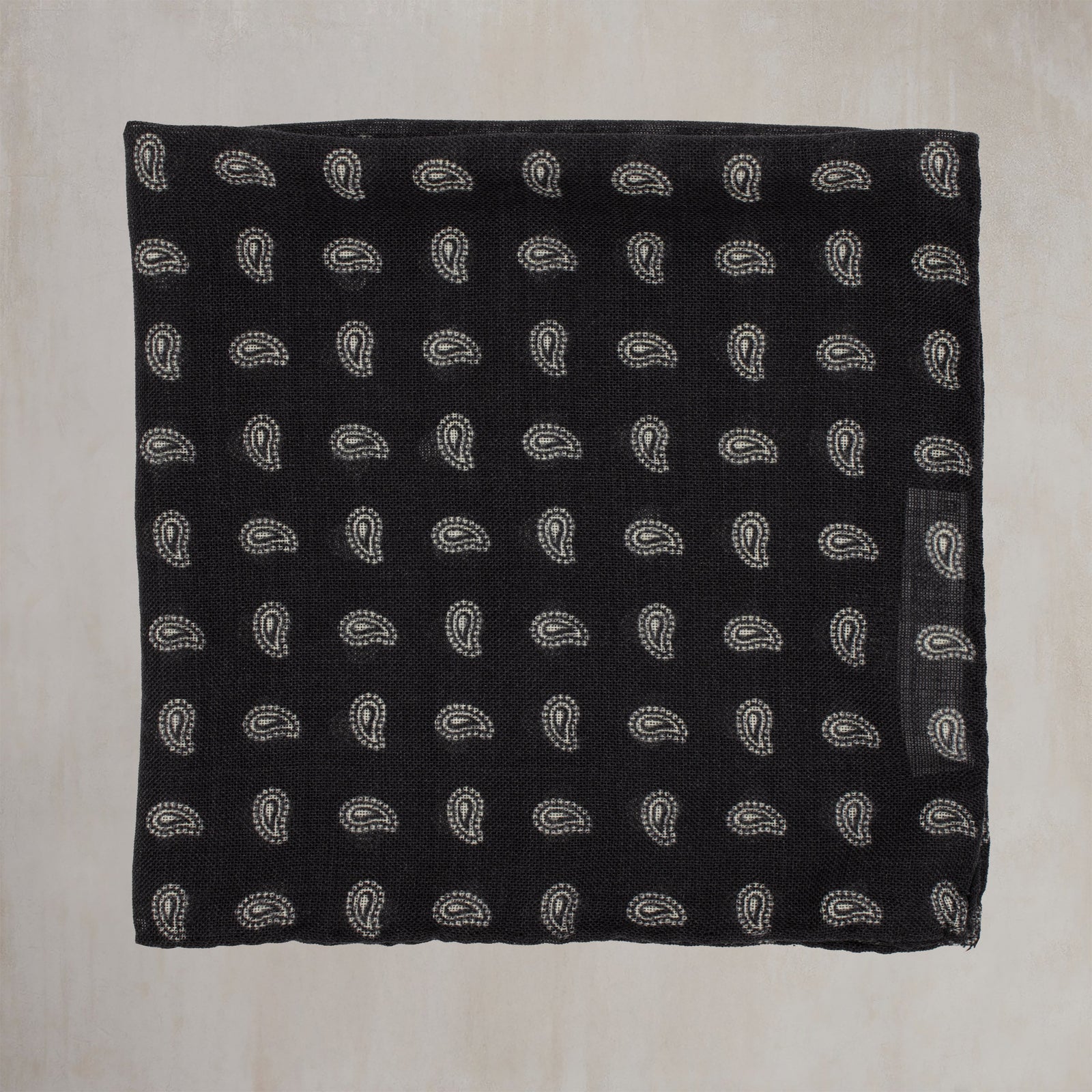 Wool And Silk Pocket Square With Paisley In
