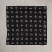 Wool And Silk Pocket Square with Paisley in Black