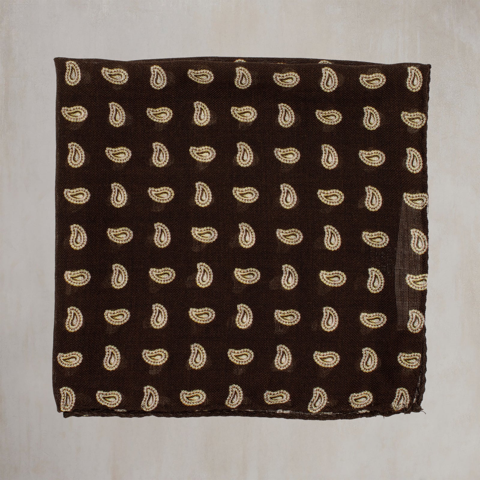 Wool And Silk Pocket Square With Paisley In