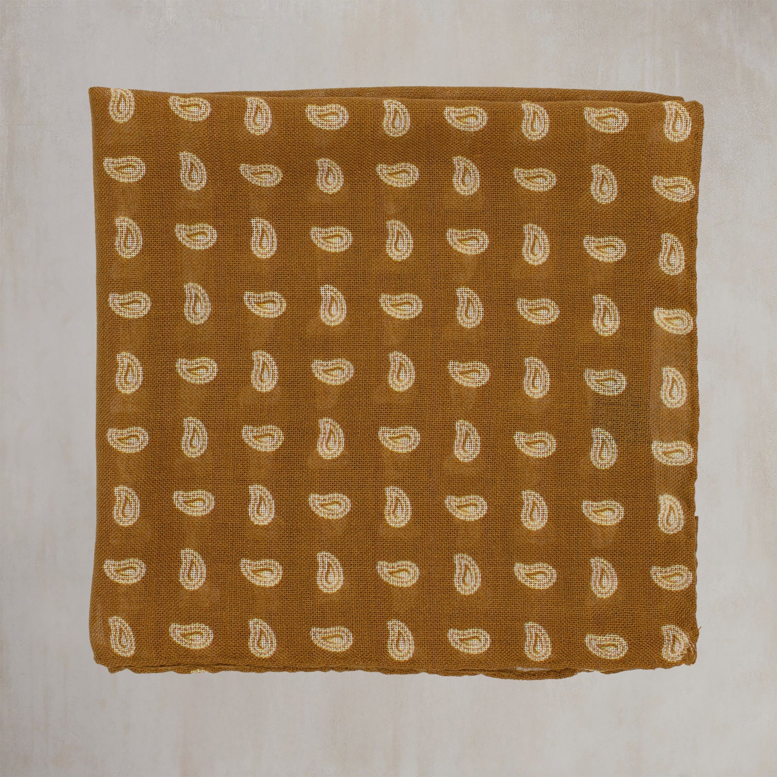 Wool And Silk Pocket Square With Paisley In Gold