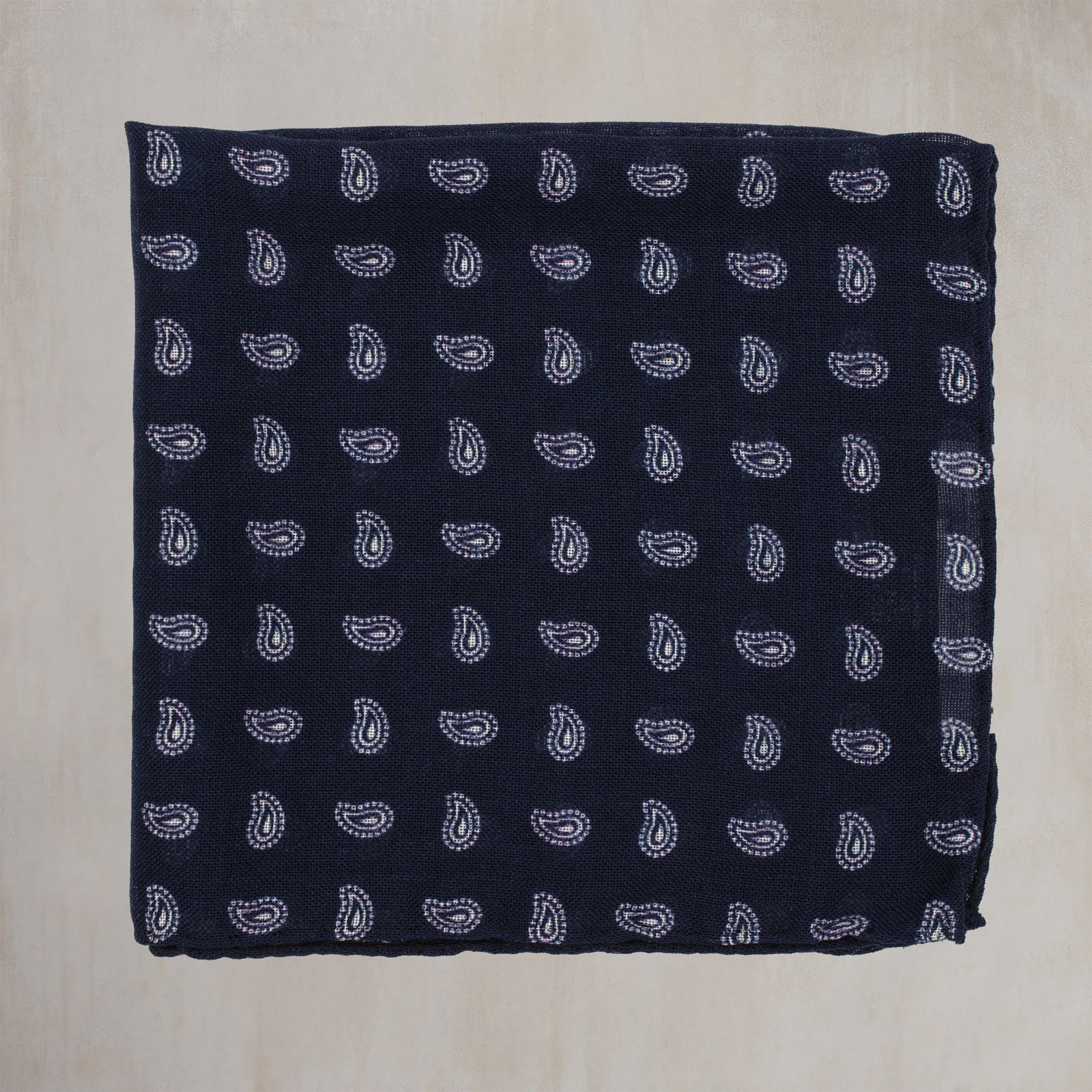 Wool And Silk Pocket Square With Paisley In