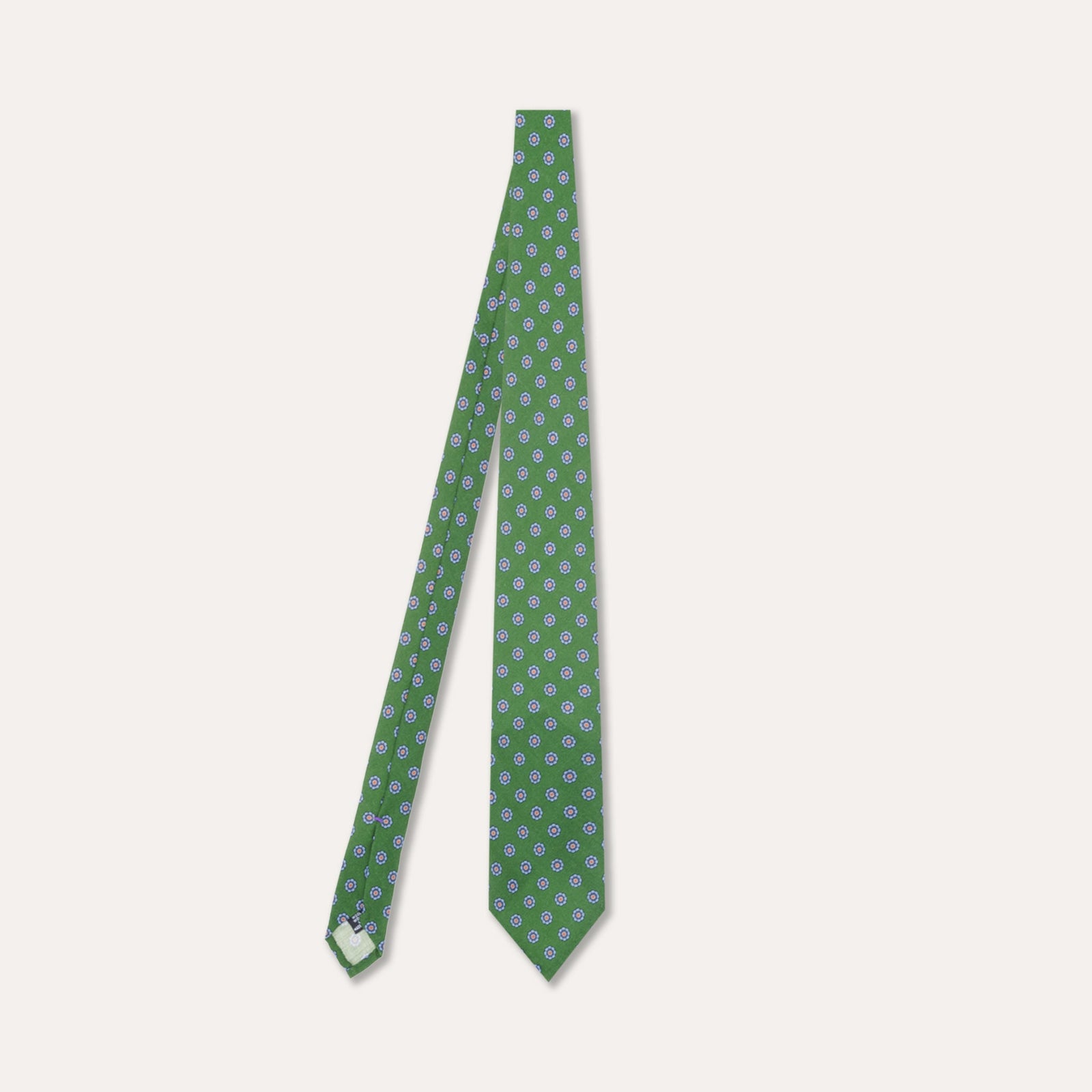 Wool Floral Tie In Kelly Green