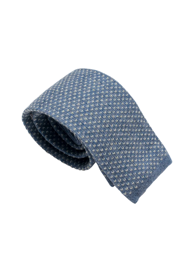 Sky Blue & White Wool Maglia Tie, Pattern 2