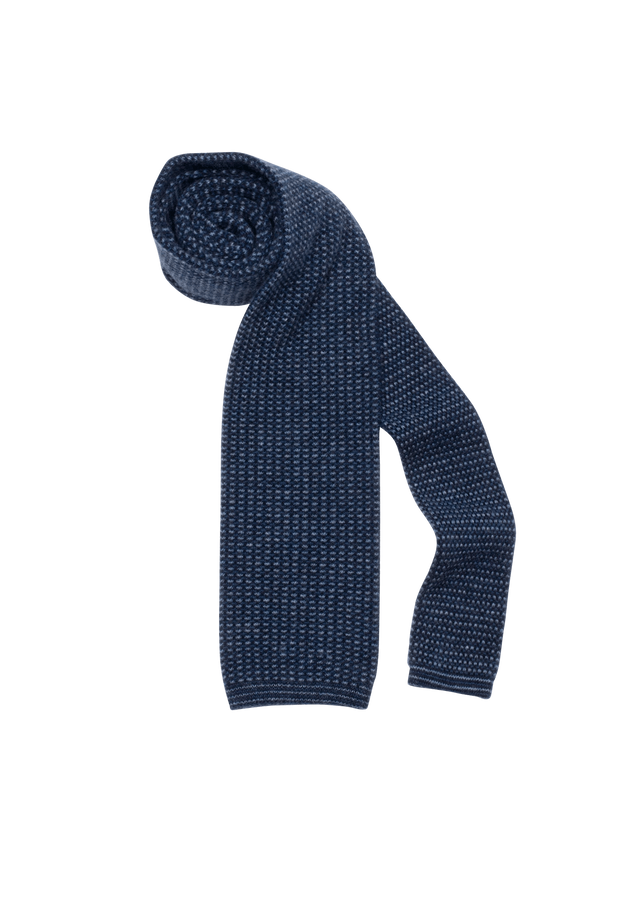 Blue & Azure Wool Maglia Tie, Pattern 1