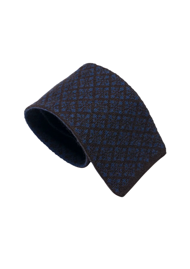 Brown & Blue Wool Maglia Tie, Pattern 5