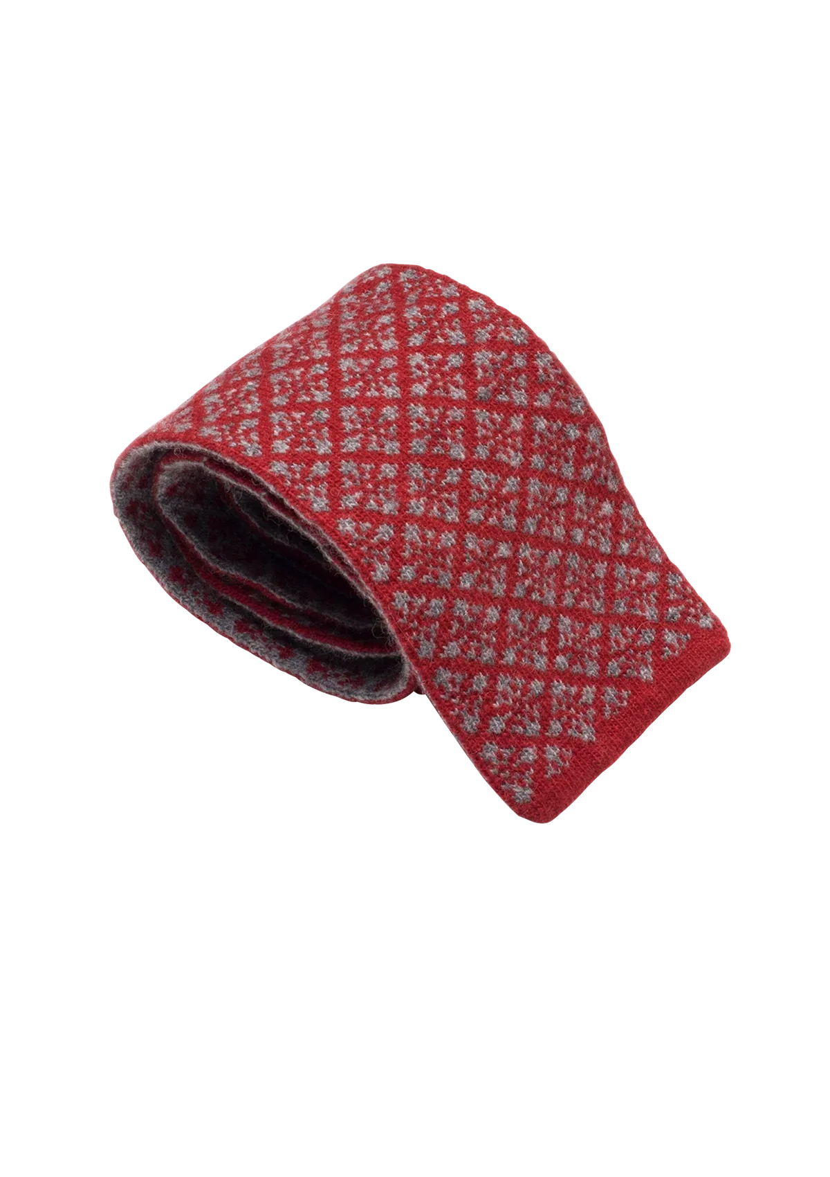 Red Grey Wool Maglia Tie Pattern 5