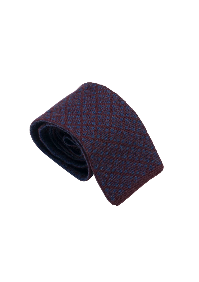 Vinous & Blue Wool Maglia Tie, Pattern 5