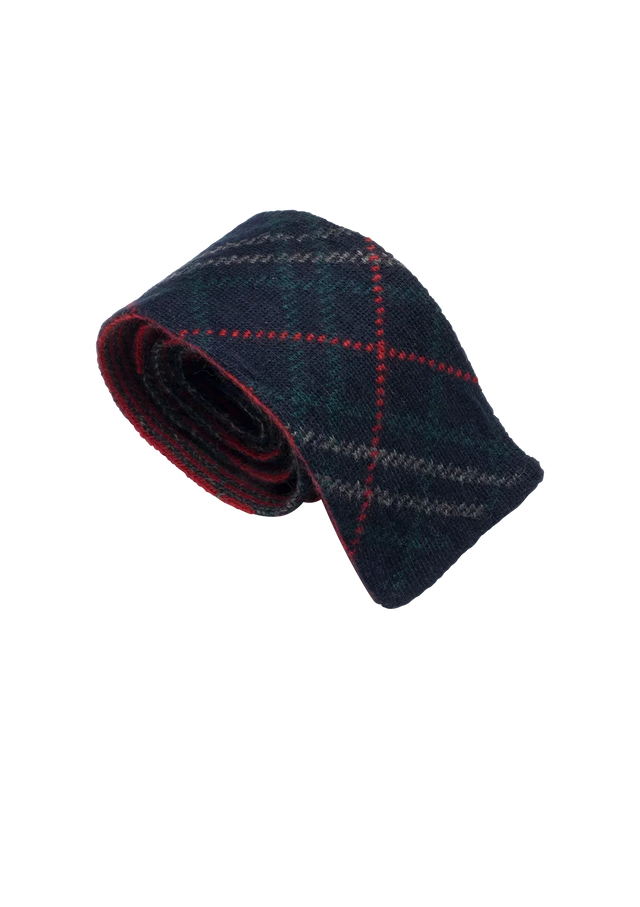Blue & Green & Red Wool Maglia Tie, Pattern 6