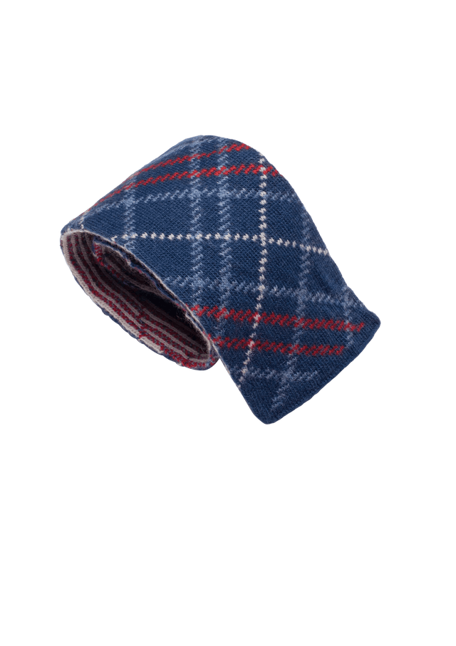 Blue & Azure & Red Wool Maglia Tie, Pattern 6