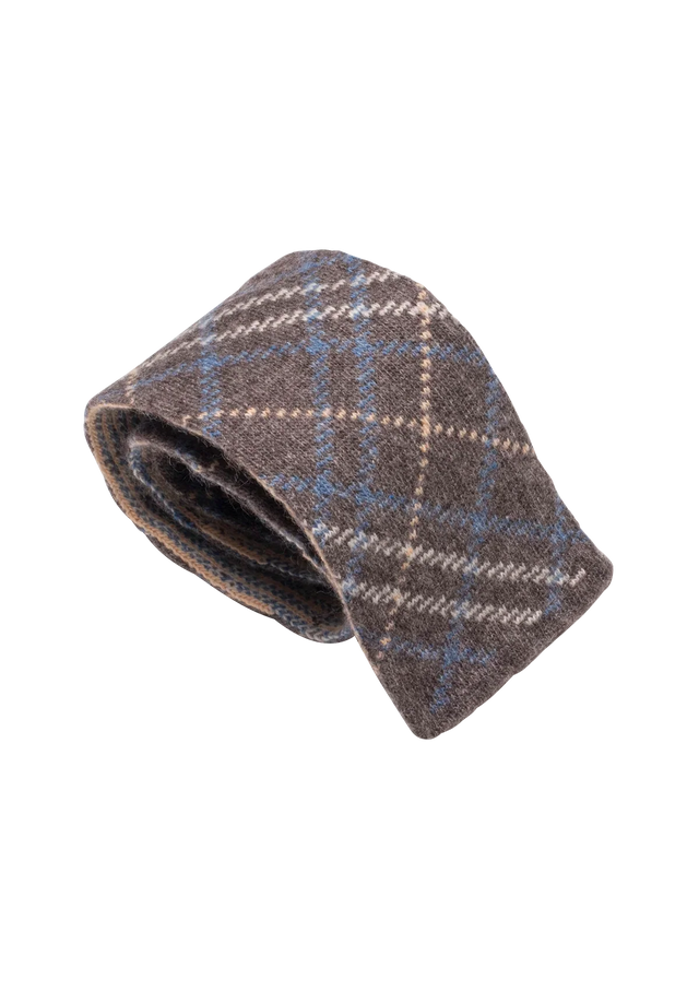 Light Warm Grey & Azure Wool Maglia Tie, Pattern 6