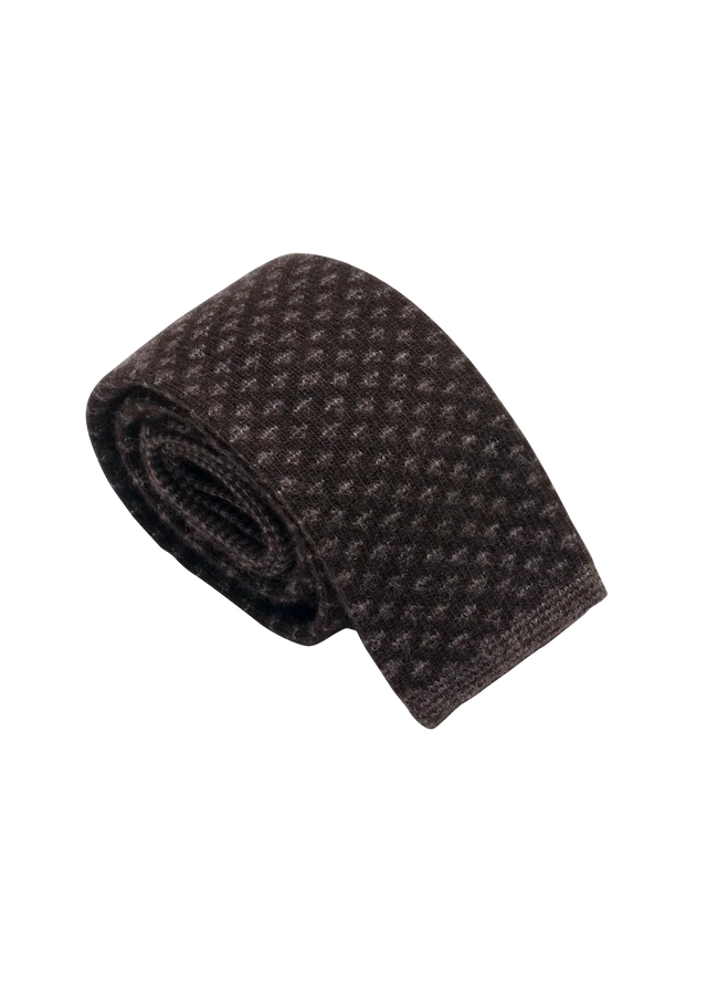 Brown & Beige Wool Maglia Tie, Pattern 8