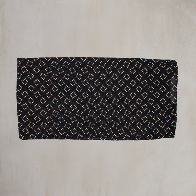 Wool and Silk Dotted Squares Scarf in Black