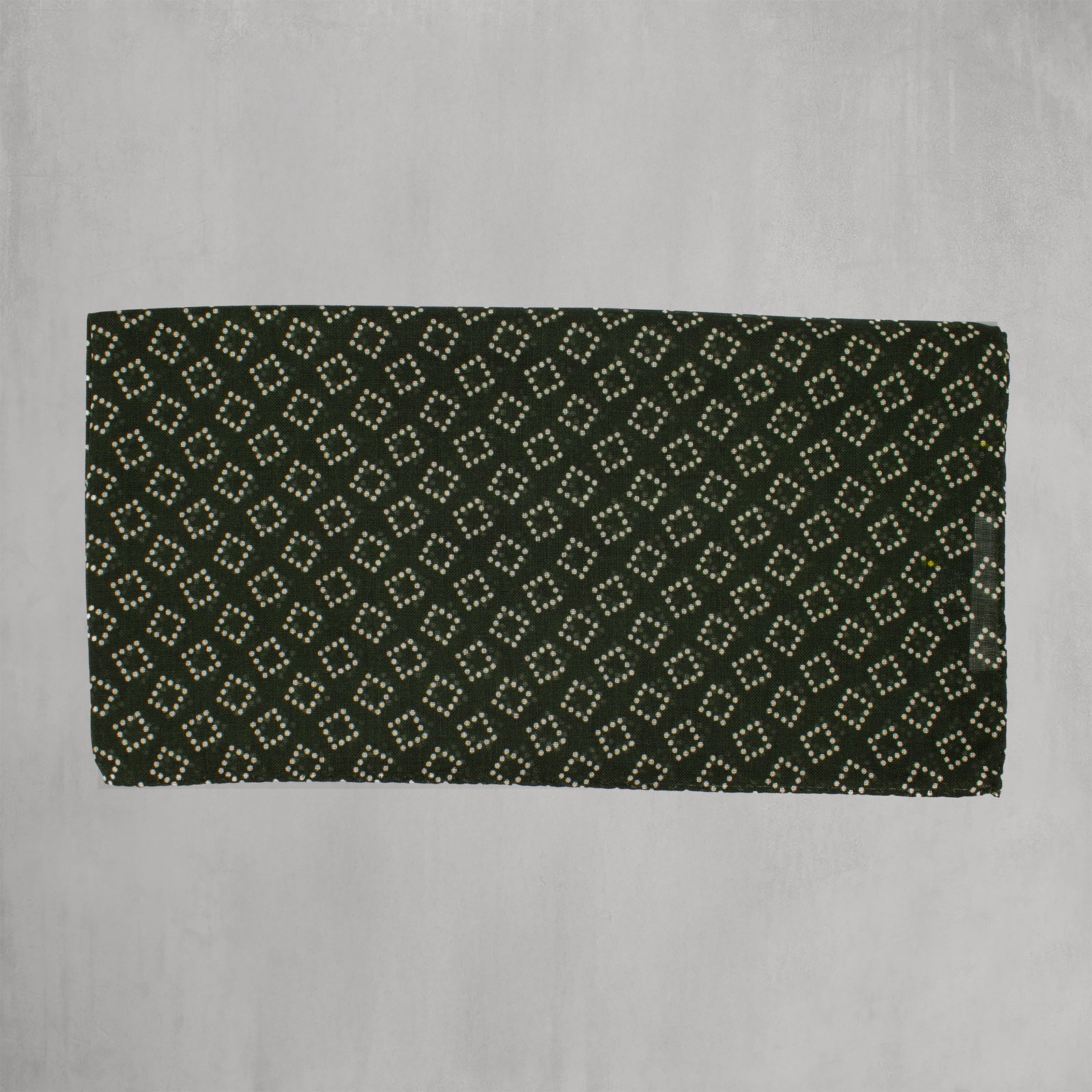 Wool And Silk Dotted Squares Scarf In Dark Green