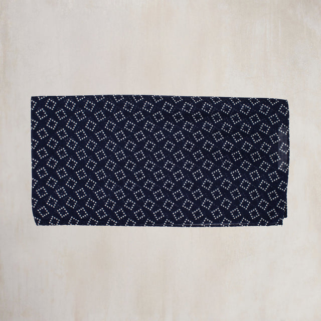 Wool and Silk Dotted Squares Scarf in Navy