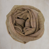 Wool And Silk Glen Check Scarf In Burgundy