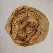 Wool And Silk Glen Check Scarf In Gold
