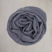 Wool And Silk Glen Check Scarf In Navy