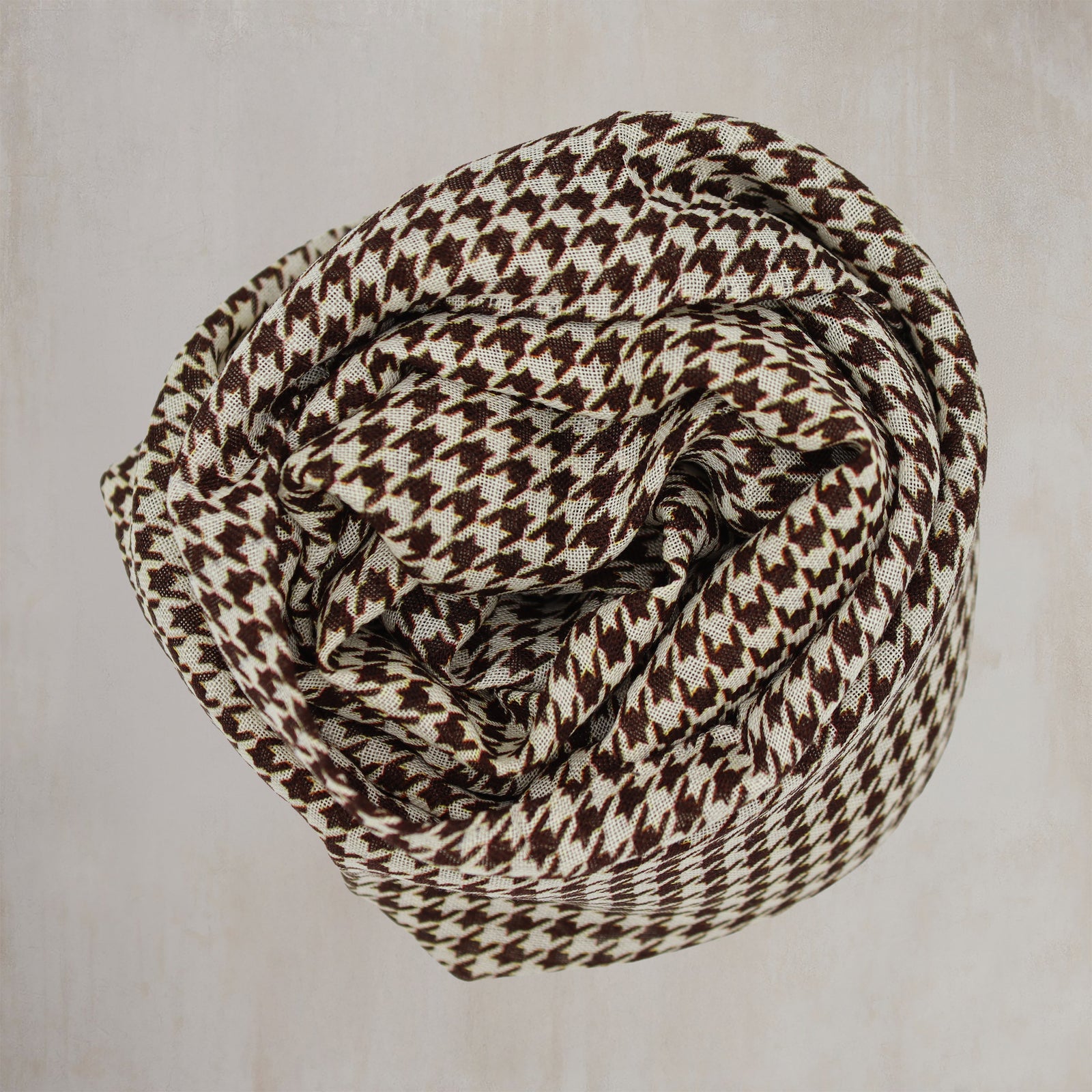 Wool And Silk Houndstooth Scarf In