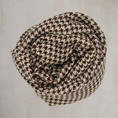 Wool and Silk Houndstooth Scarf in Burgundy