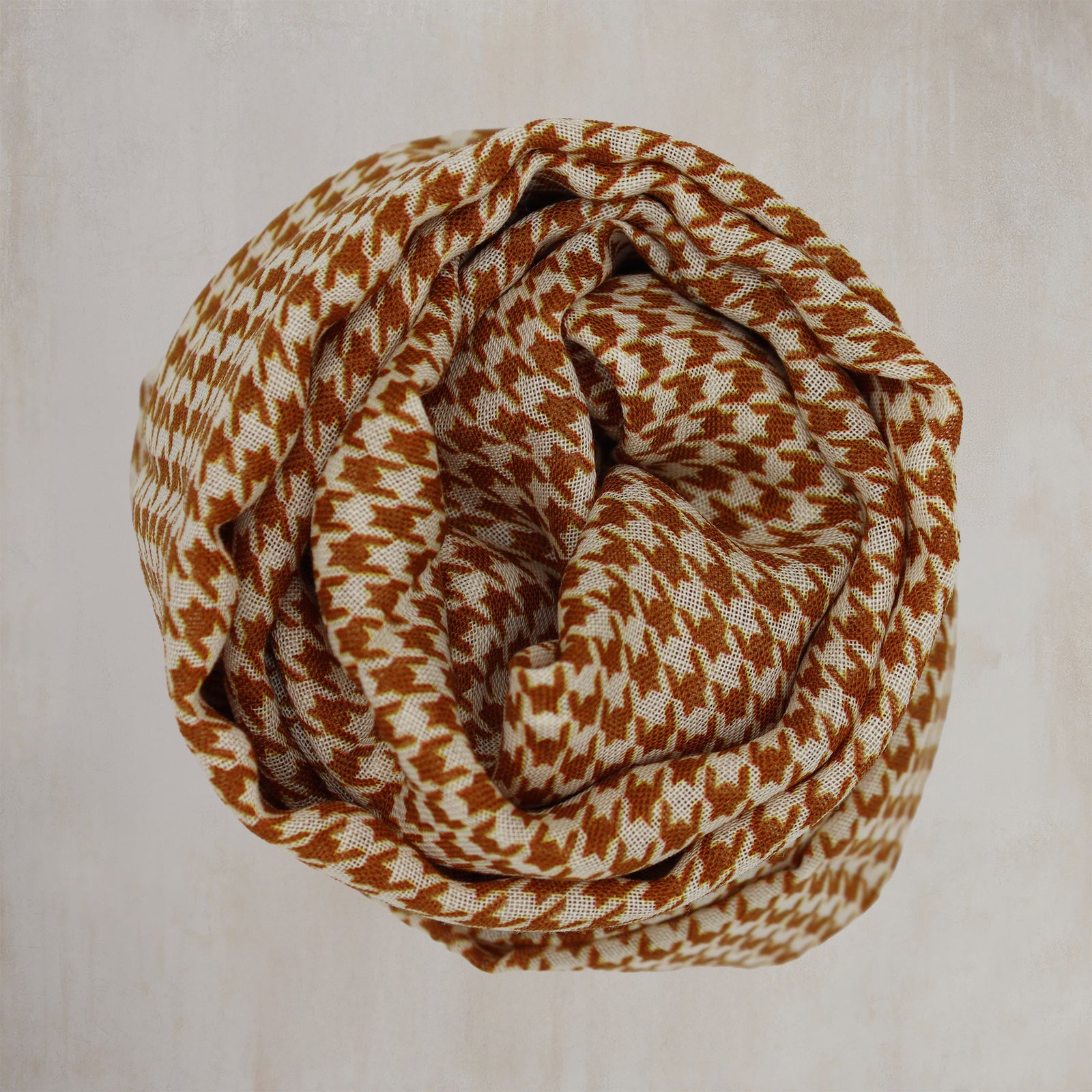 Wool And Silk Houndstooth Scarf In Gold