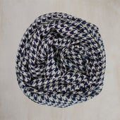 Wool And Silk Houndstooth Scarf In Navy