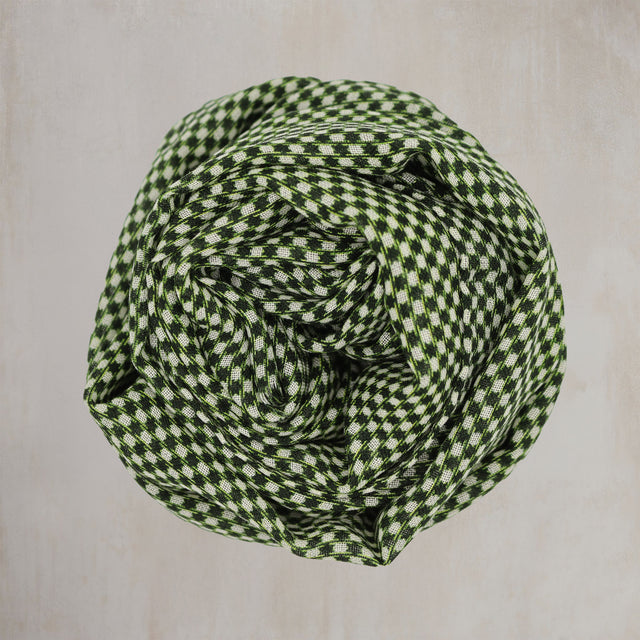 Wool And Silk Medium Spot Scarf In Dark Green