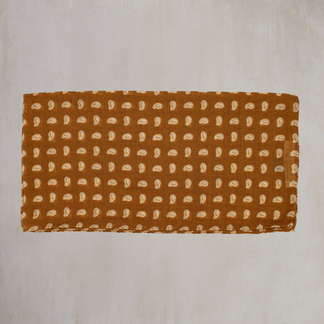 Wool and Silk Paisley Scarf in Gold