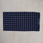 Wool and Silk Paisley Scarf in Navy
