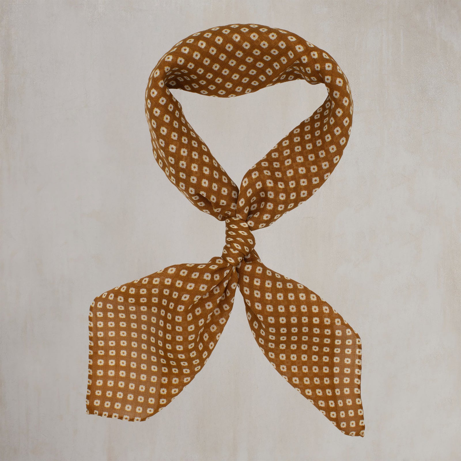 Wool And Silk Mini Squares Neckerchief In Gold