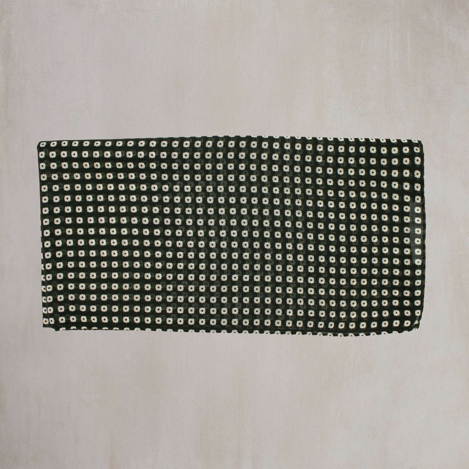 Wool And Silk Mini Squares Scarf In Dark Green