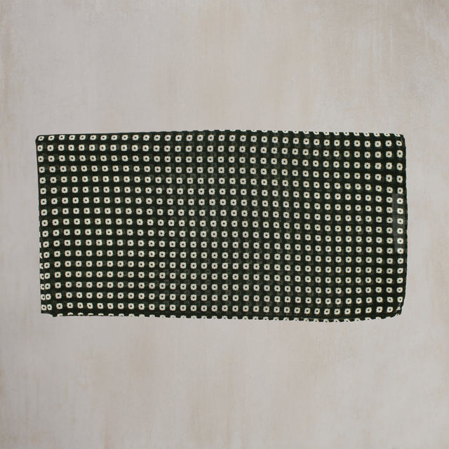 Wool and Silk Mini Squares Scarf in Dark Green