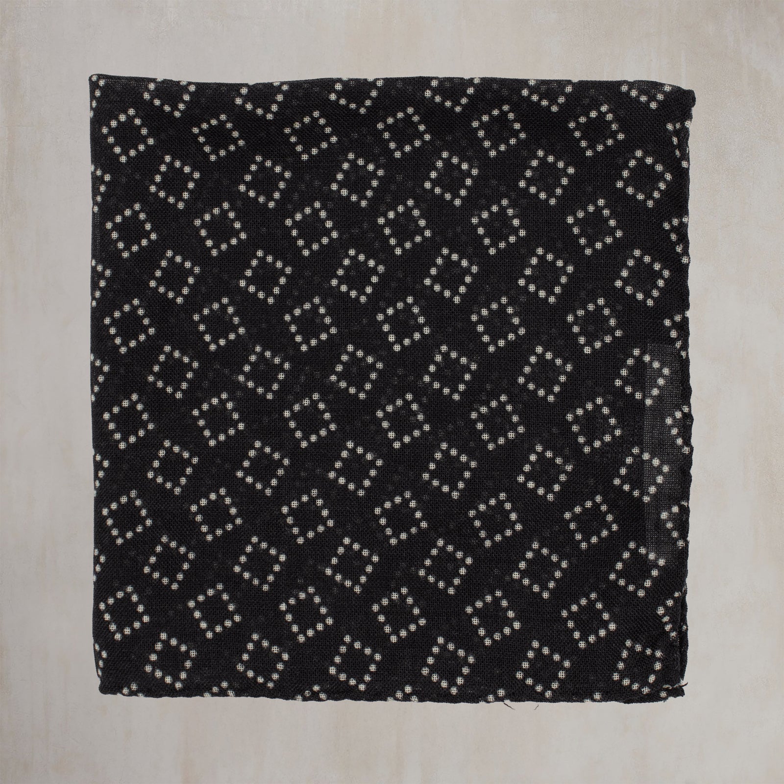 Wool And Silk Pocket Square With Dotted Squares In