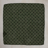 Wool And Silk Pocket Square With Dotted Squares In Dark Green