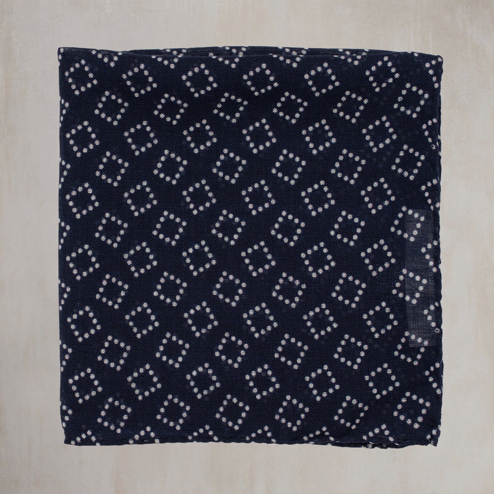 Wool And Silk Pocket Square With Dotted Squares In