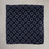 Wool And Silk Pocket Square with Dotted Squares in Navy