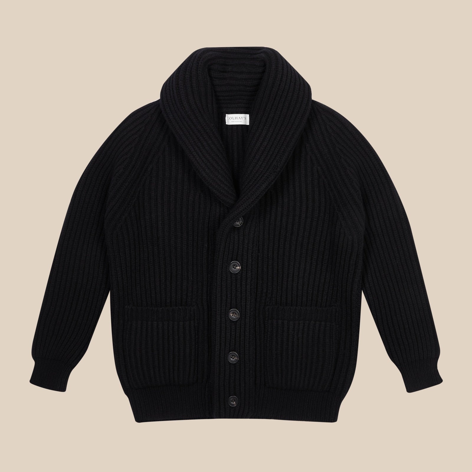 Superfine Lambswool Shawl Collar Cardigan In