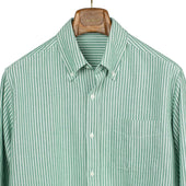 Classic oxford cloth button-down shirt in evergreen stripe